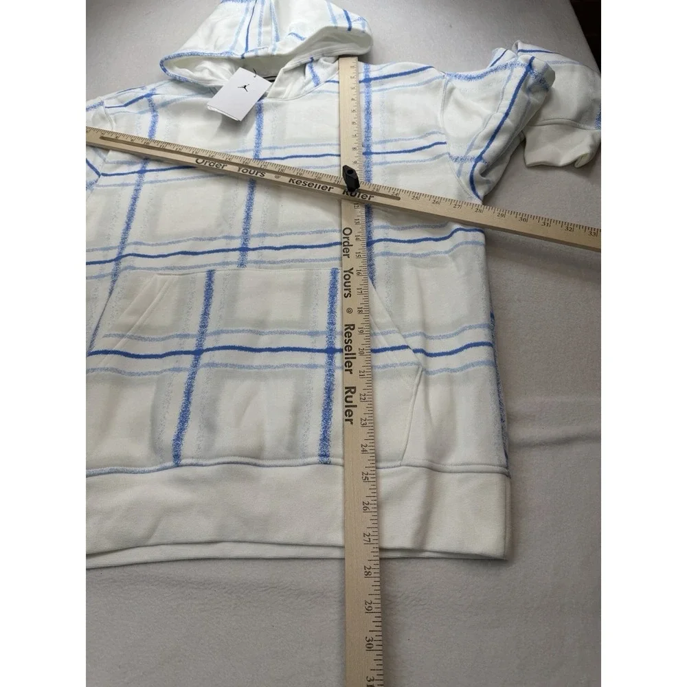 Jordan Men's Essentials Fleece Pullover Hoodie White Blue Medium FV7458-100 NWT